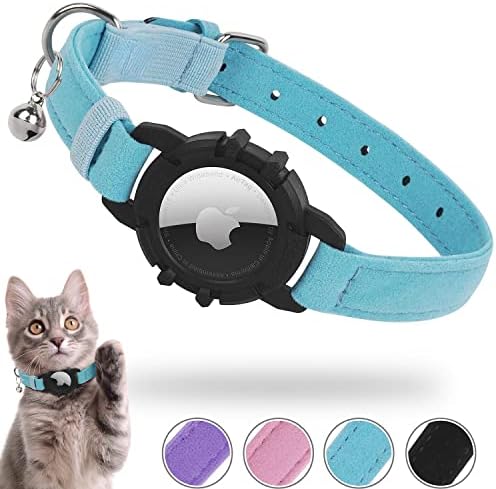 צווארון חתול Airtag, צווארון חתלתול משולב Feeyar עם מחזיק Apple Airtag [כחול], צווארון GP